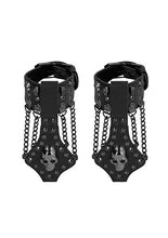 Ouch! Skulls & Bones Handcuffs with Spikes and Chains - Black