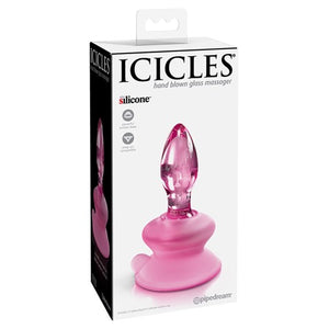 Icicles No. 90 - Glass Suction Cup Anal Plug Pink
